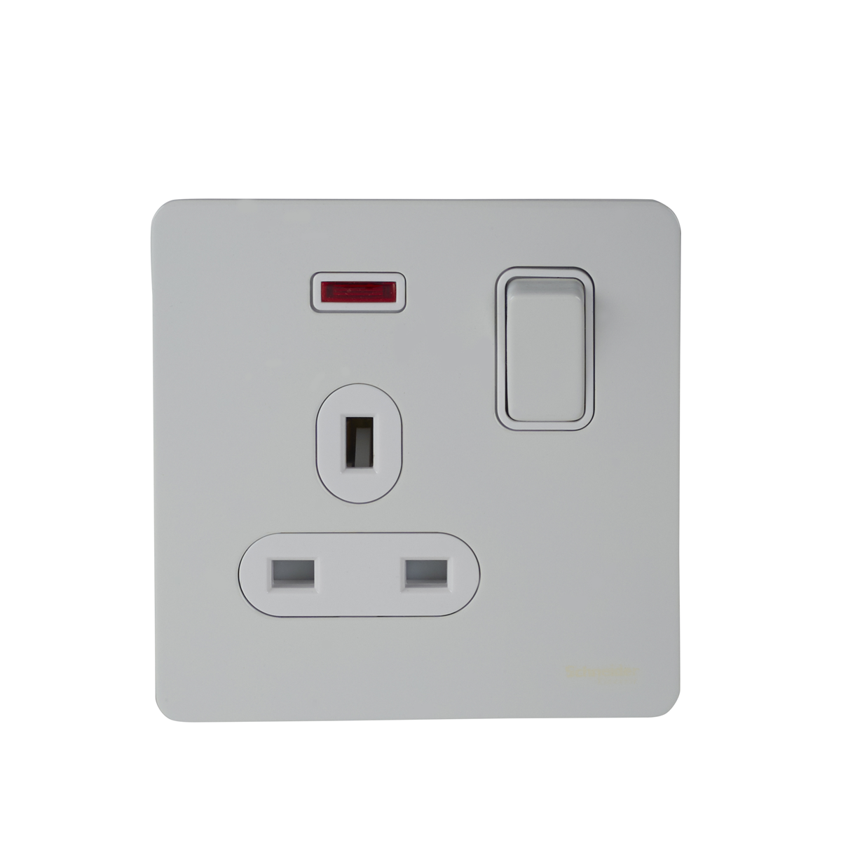 Schneider GU3411DWPW 1 Gang 13A DP Switched Socket with Neon White Metal