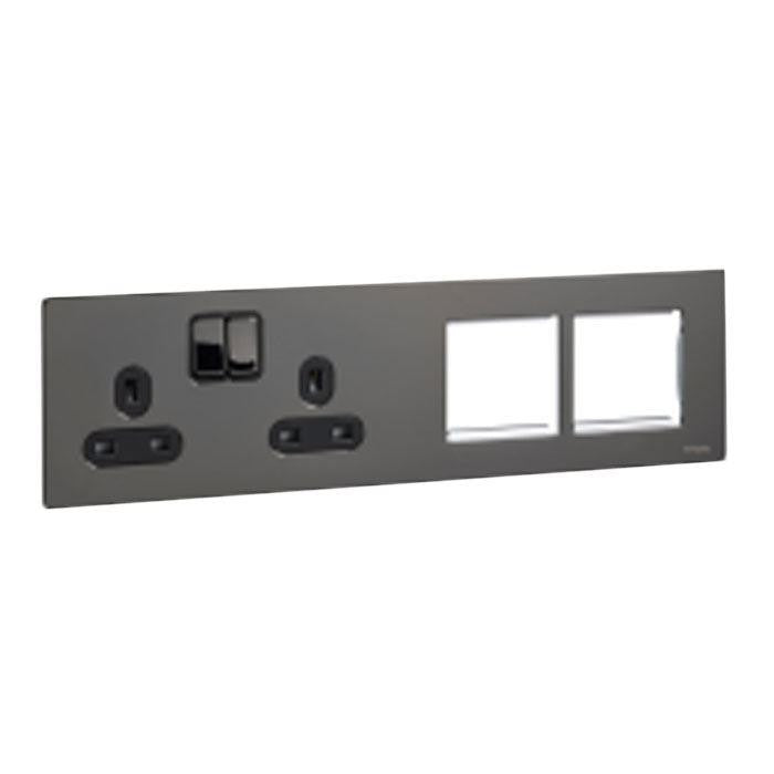 Schneider GU34202DMPBBN 1 x 2 Gang Socket + 2 x 2 Module Faceplate Black Nickel