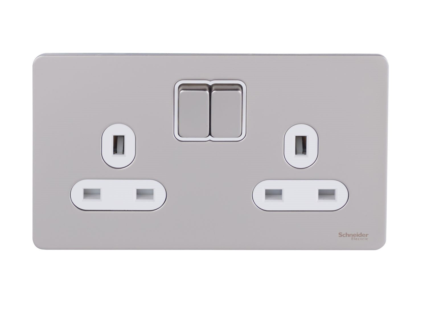 Schneider GU3420DWPN 2 Gang 13A DP Switched Socket Pearl Nickel