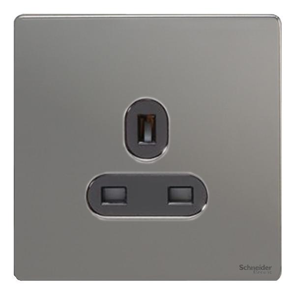 Schneider GU3450BBN 1 Gang 13A Unswitched Socket Black Nickel