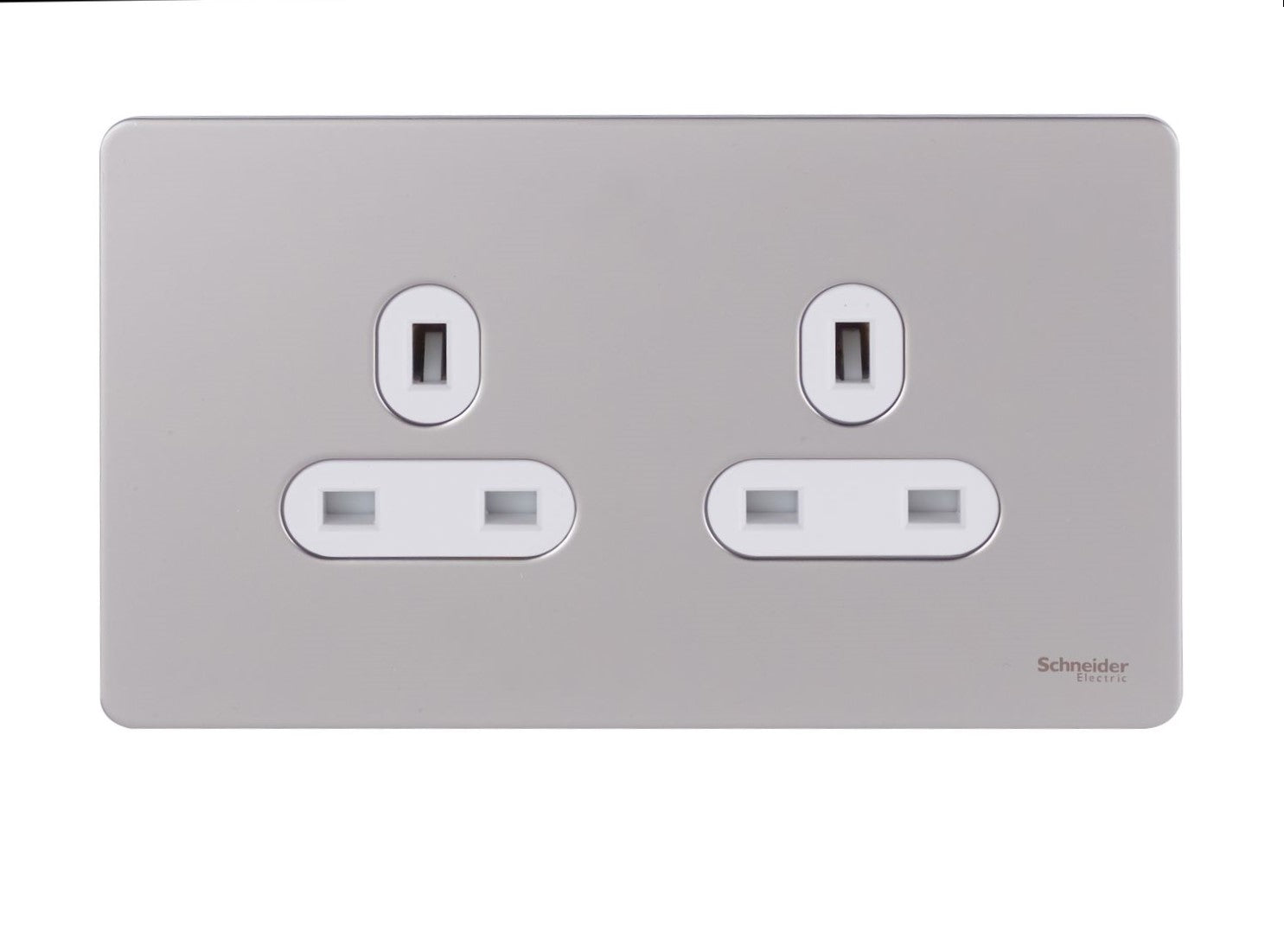 Schneider GU3460WPN 2 Gang 13A Unswitched Socket Pearl Nickel