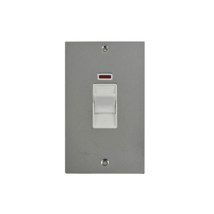 Schneider GU4221WPC 2 Gang 45A DP Switch with Neon Polished Chrome White Insert