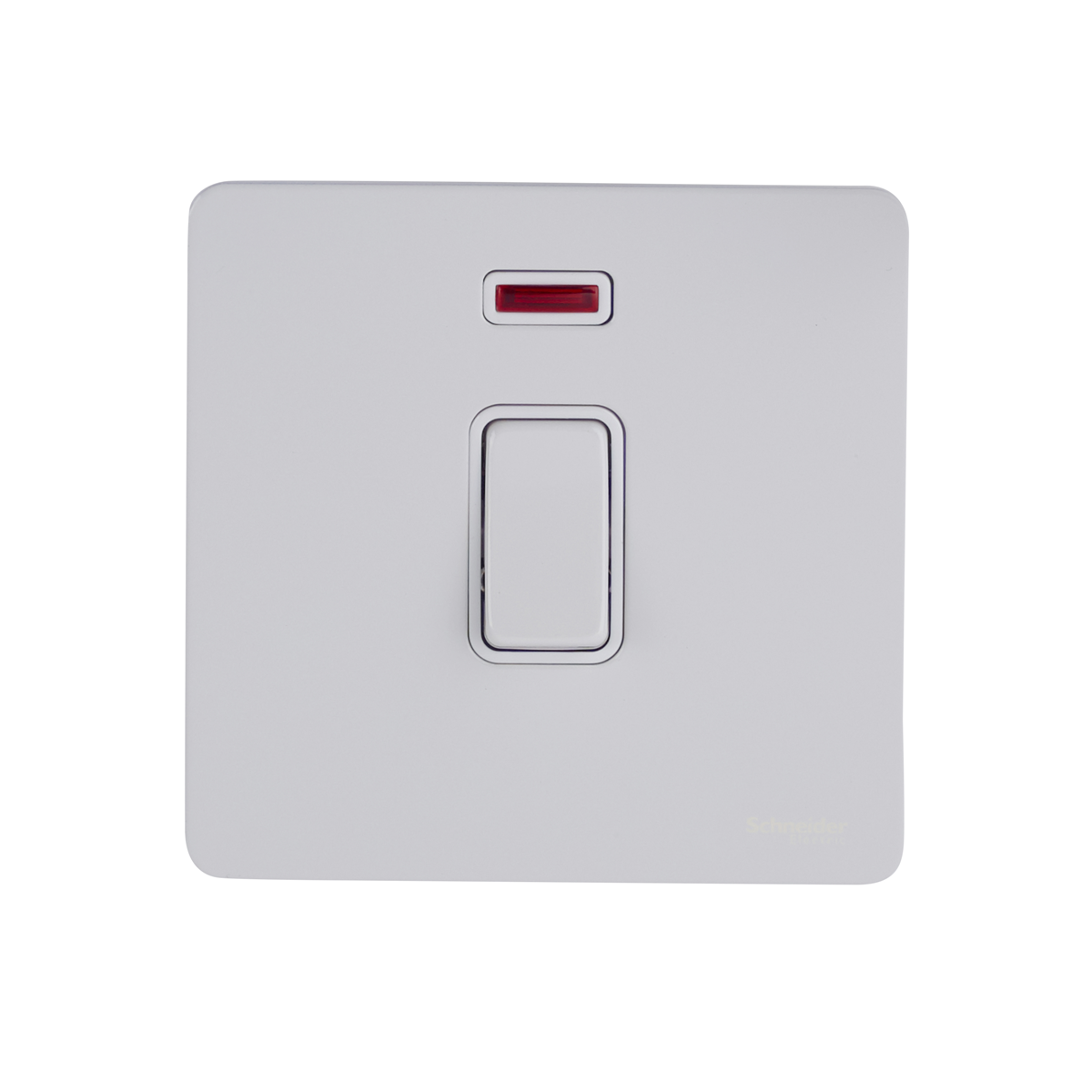 Schneider GU4431WPW 1 Gang 32A DP Switch with Neon White Metal