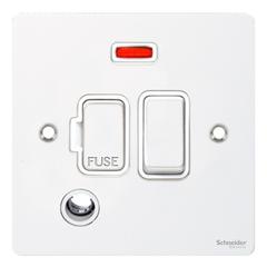 Schneider GU5214WPW 13A Switched Spur with Neon Flex Outlet White Metal