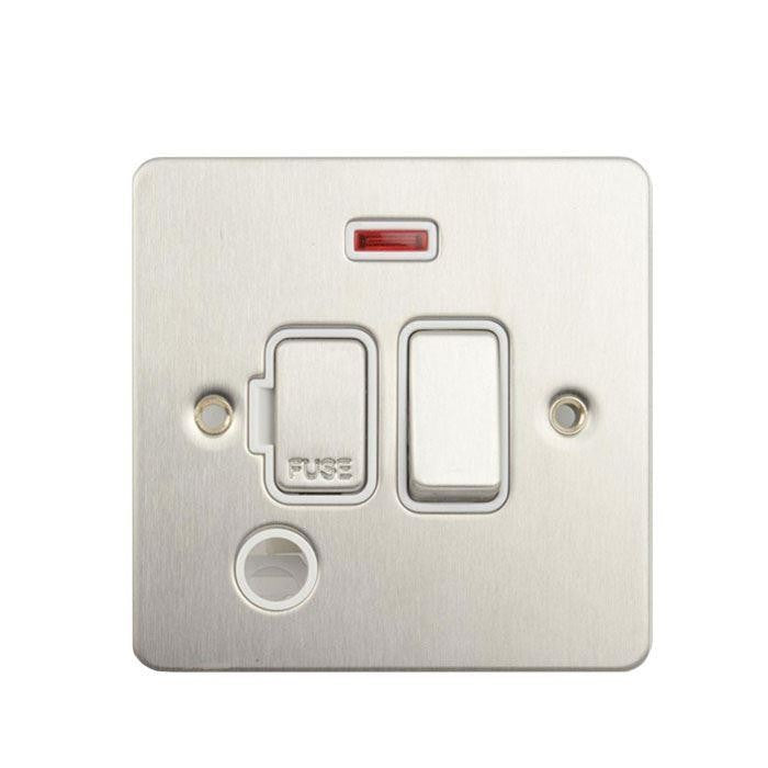 Schneider GU5214WSS 13A Switched Spur with Neon and Flex Outlet Stainless Steel White Insert