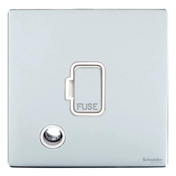 Schneider GU5403WPC 13A Unswitched Spur with Flex Outlet Polished Chrome White Insert