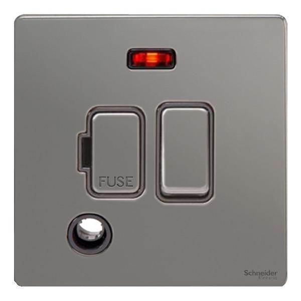 Schneider GU5414BBN 13A Switched Spur with Neon and Flex Outlet Black Nickel