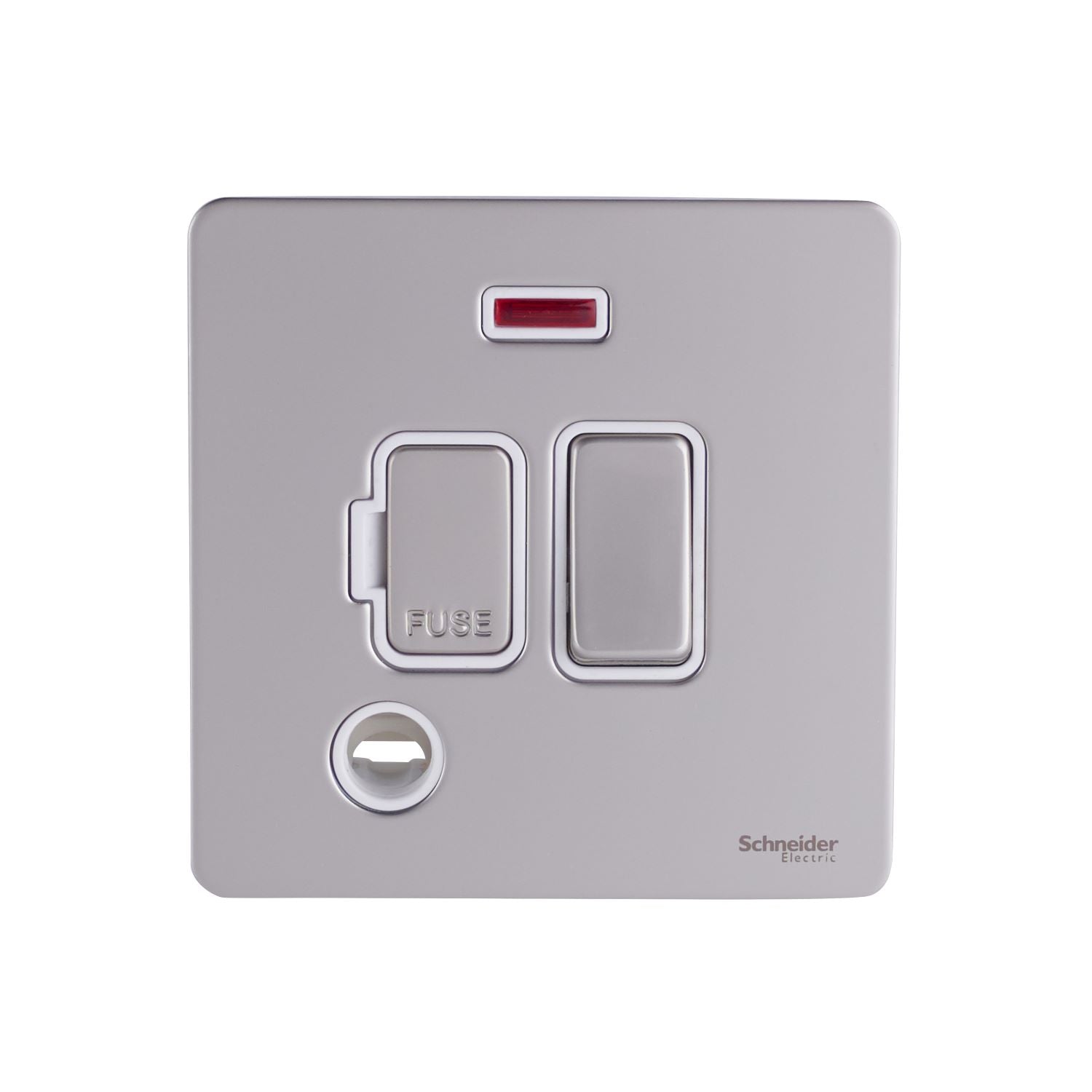 Schneider GU5414WPN 13A Switched Spur with Neon and Flex Outlet Pearl Nickel