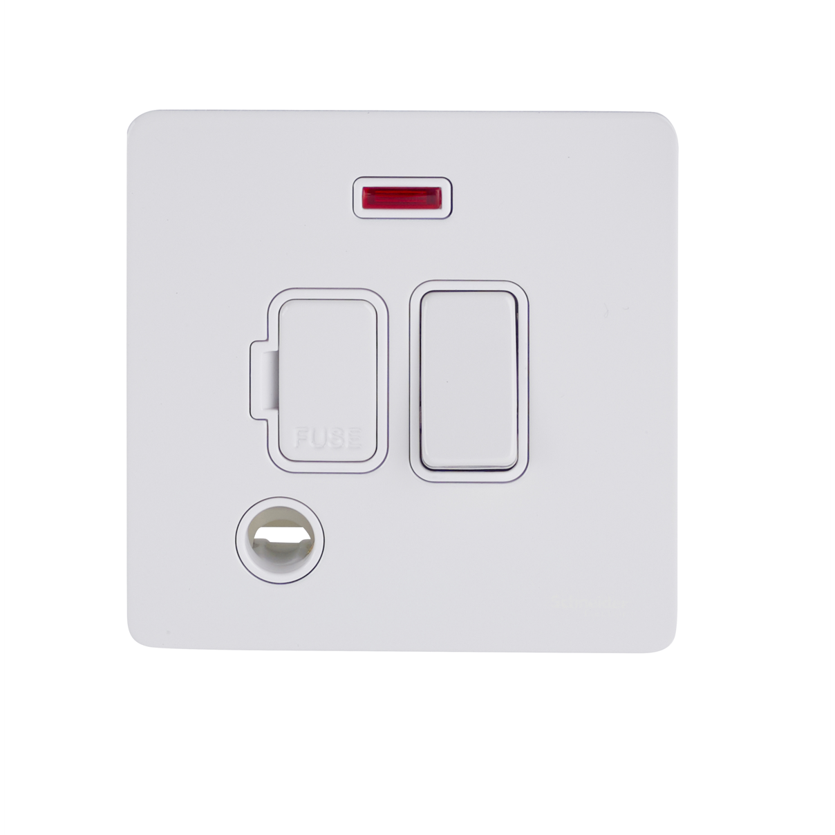 Schneider GU5414WPW 13A Switched Spur with Neon and Flex Outlet White Metal