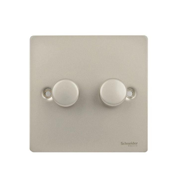 Schneider GU6222CPN 2 Gang 2 Way 250W Dimmer Pearl Nickel