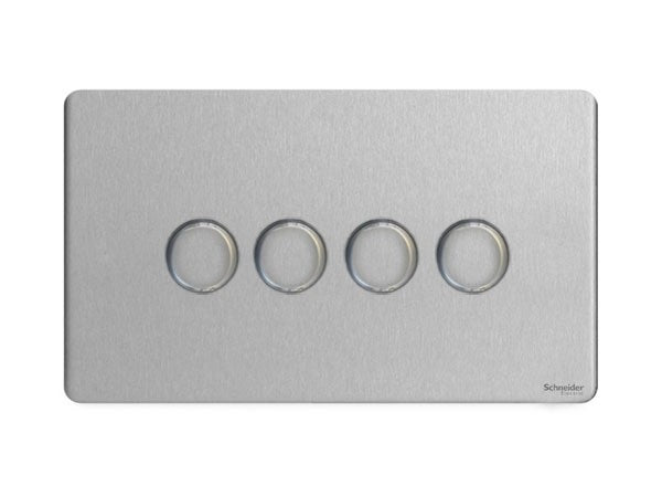 Schneider GU6442CSS 4 Gang 2 Way 250W Dimmer Stainless Steel