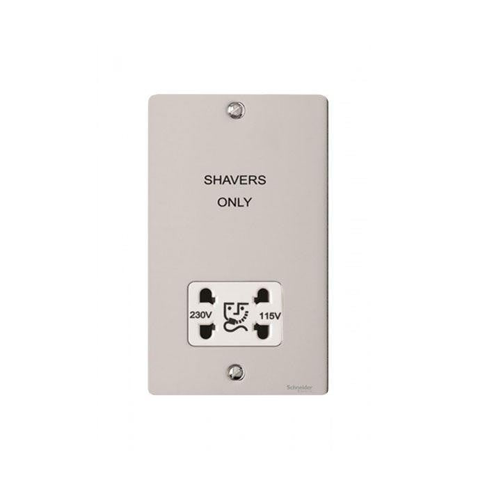 Schneider GU7290WPC 115/230V Shaver Socket Polished Chrome White Insert