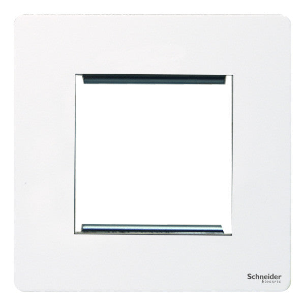 Schneider GU8460PW 1 Gang 2 Module Faceplate White Metal