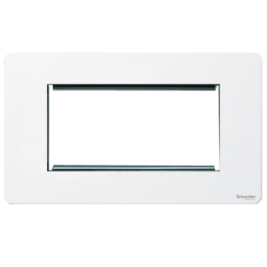 Schneider GU8480PW 2 Gang 4 Module Faceplate White Metal