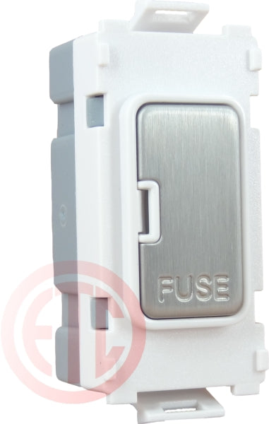 Schneider GUG13FCUWSS 13A Fuse Carrier Grid Module Stainless Steel White Insert