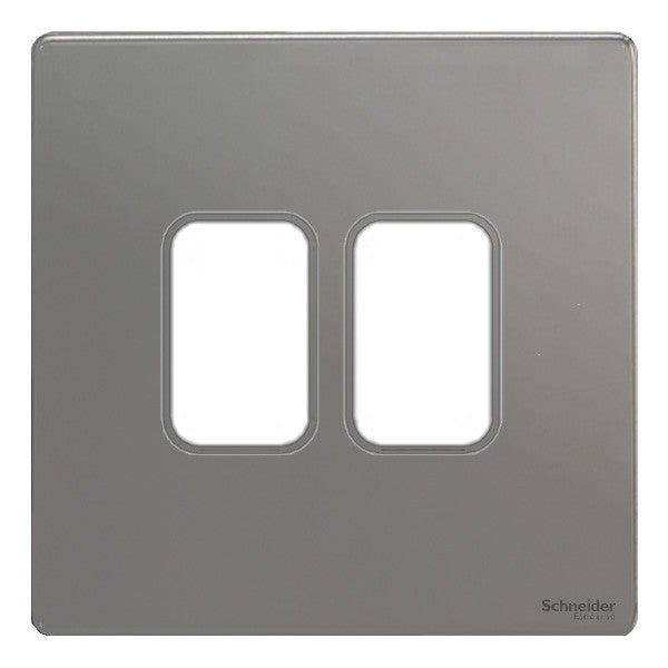 Schneider GUGS02GBN 2 Gang Grid Faceplate with Mounting Frame Black Nickel