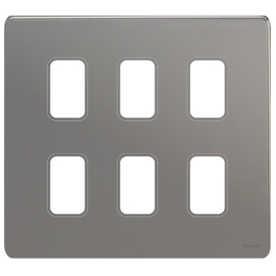 Schneider GUGS06GBN 6 Gang Grid Faceplate with Mounting Frame Black Nickel