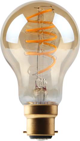 Kosnic KDFL05GLS/B22-GLD 5W BC Dimmable Spiral LED Filament Gold GLS 2200K