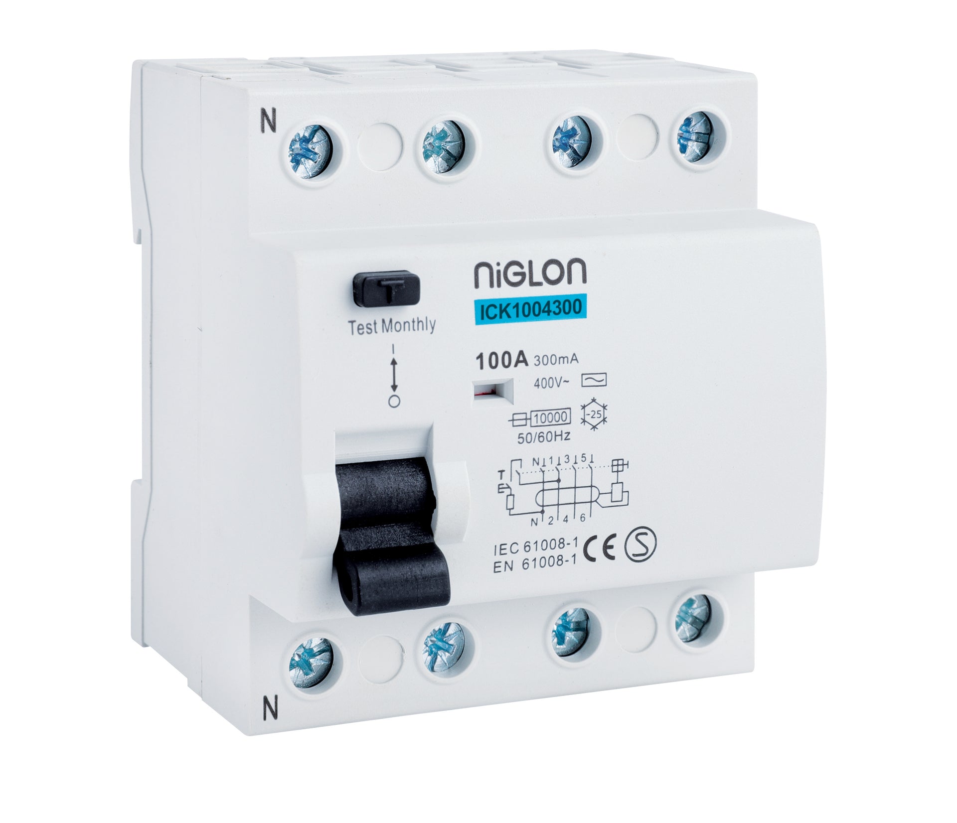 Niglon ICK1004300 100A 300ma 4 Pole RCD Incomer