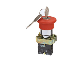 Switchtec IESKR-R-01 SCL Red Key Release Mushroom Head Key Switch with 1 N/C Contact