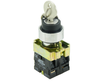 Switchtec IKS-2P-10 SCL 22mm 2 Position Latching Key Switch (0) with 1 N/O Contact