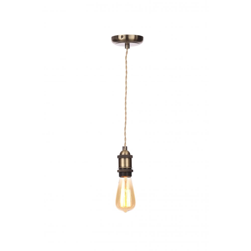 Forum INL-27988-ABRS Dale E27 Antique Brass Pendant with Twisted Champagne Flex