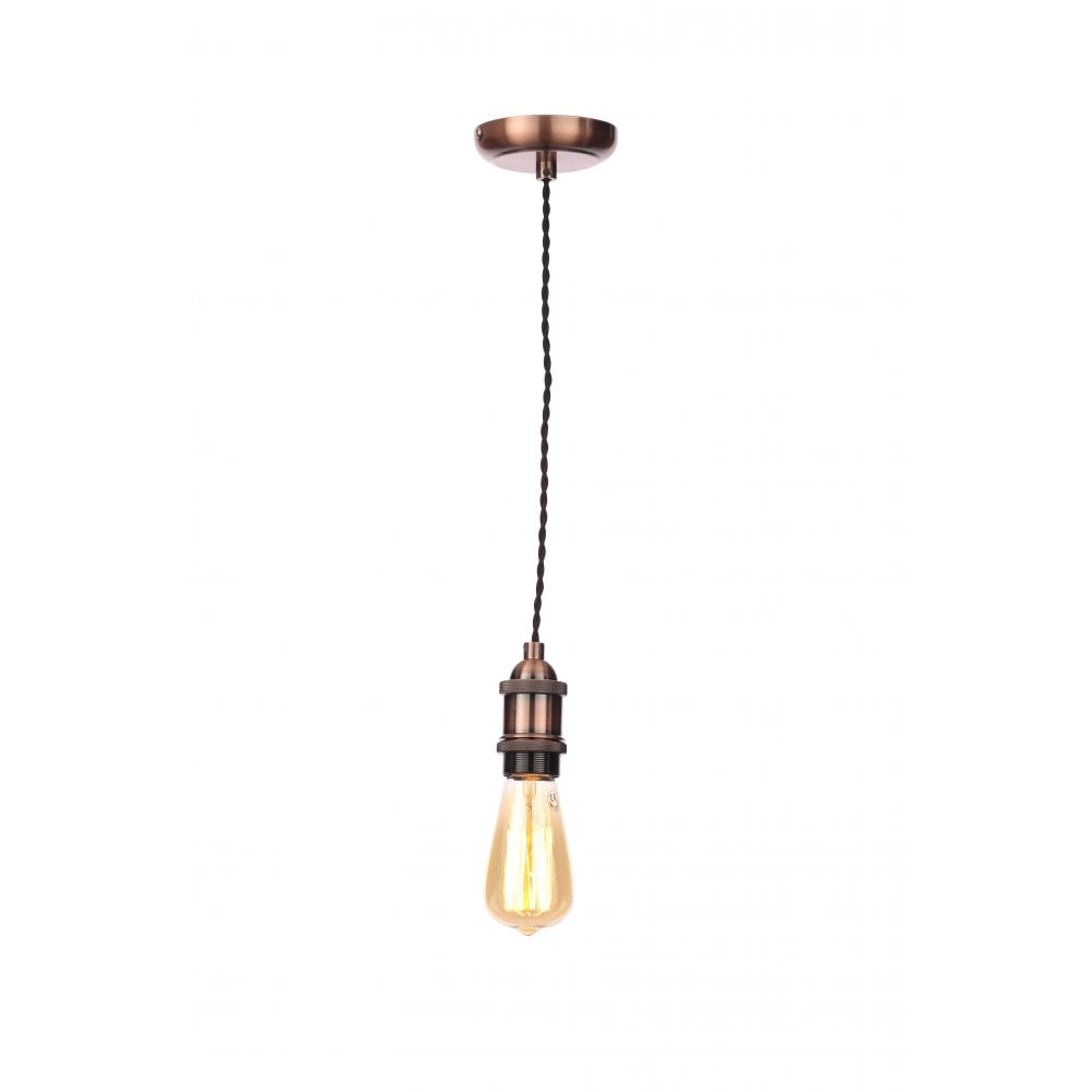 Forum INL-27988-ACOP Dale E27 Antique Copper Pendant with Twisted Black Flex