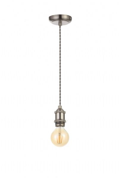 Forum INL-27988-SNIC Dale E27 Satin Nickel Pendant with Twisted Grey Flex