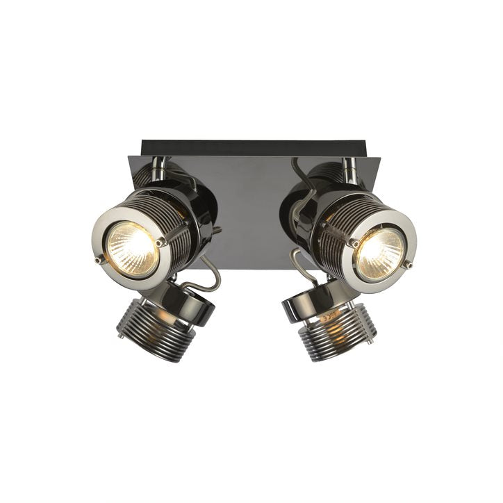 Forum INL-28205-BCHR Pedro 4 x GU10 Black Chrome Square Plate Spotlight IP20