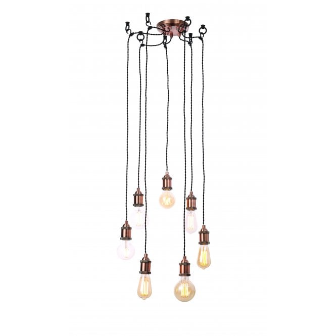 Forum INL-31789-ACOP Padua 7 x E27 Antique Copper & Black Flex Pendant