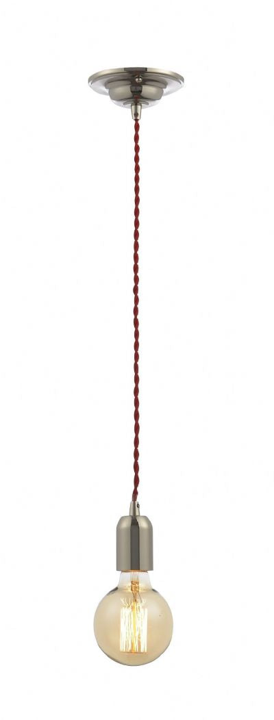 Forum INL-23519-RED Dale E27 Polished Nickel Pendant with Twisted Red Flex