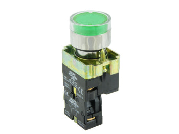 Switchtec IPBI-G-10-230 SCL 22mm Green Illuminated Pushbutton with 1 N/O Contact 230V AC