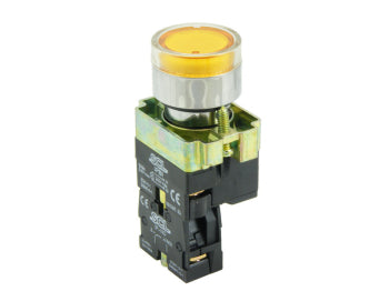 Switchtec IPBI-Y-10-230 SCL 22mm Yellow Illuminated Pushbutton with 1 N/O Contact 230V AC