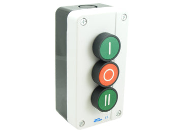 Switchtec IPBS3-FSR SCL Green Red Green Pushbutton Station with 2 N/O & 1 N/C Contacts