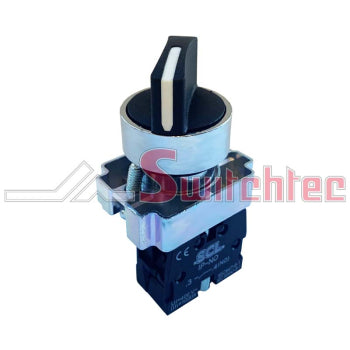 Switchtec ISS-SRR-3P-20 SCL 22mm 3 Position Spring Return To Off, Right Latch Selector Switch with 2