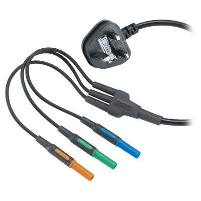 Kewtech KAMP12 Mains Lead with 3 x 4mm Connectors for use with KT64 and KT65