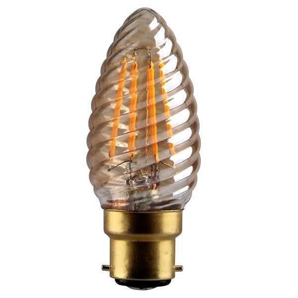 Kosnic KFLM04TWT/B22-GLD-N25-K 4W BC LED Filament Gold Twisted Candle 2700K