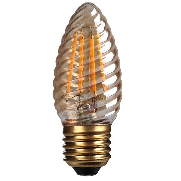 Kosnic KFLM04TWT/E27-GLD-N25-K 4W ES LED Filament Gold Twisted Candle 2700K