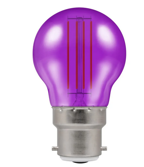 Crompton 13896 4.5W BC Harlequin LED Filament Golfball Purple