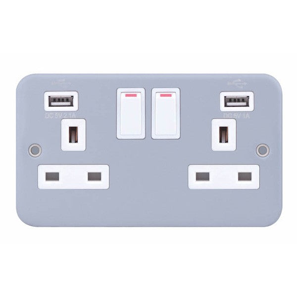 Selectric LG9098MB-USB 2 Gang 13A USB Socket Metal Clad