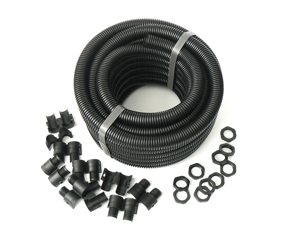 Term Tech M16CONN-PK 16mm PVC Corrugated Conduit Pack with 10 Split Glands Black 10m