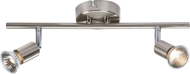 Knightsbridge NSPGU2BC 2 x GU10 Bar Spotlight Brushed Chrome