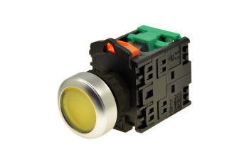 Switchtec PB22IF7YL-1A TEND 22mm Yellow Illuminated Pushbutton + 1 N/O Contact 24V AC/DC