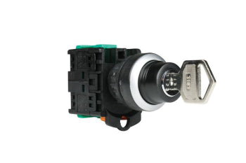 Switchtec PB22KS44-1AA TEND 22mm 3 Position Latching Key Switch (1 0 2) with 2 N/O Contacts