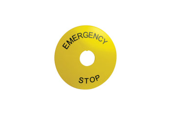 Switchtec PB22PE-02 TEND 60mm Emergency Stop Disc Legend Plate Yellow