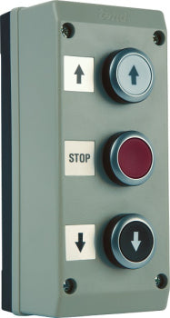 Switchtec PB3-BFBR-G TEND Black And White Arrowed & Red Pushbutton Station with 1 N/C + 2 N/O Contac