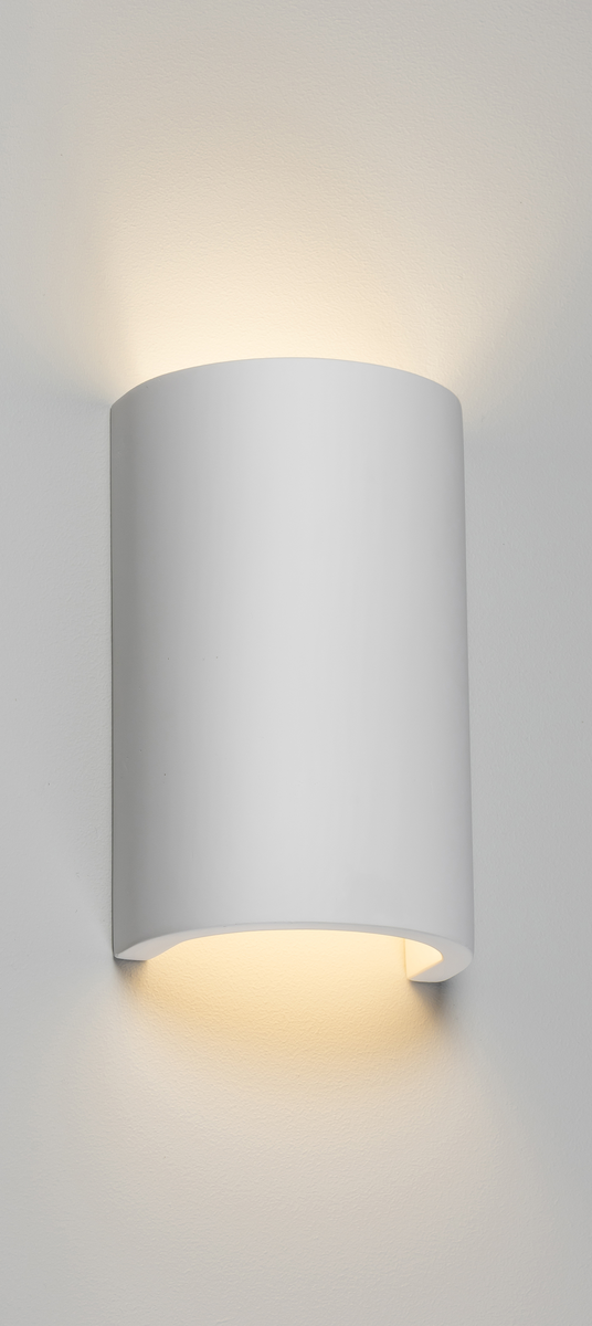 Knightsbridge PWL1  180mm G9 Up / Down Curved Wall Light White Plaster