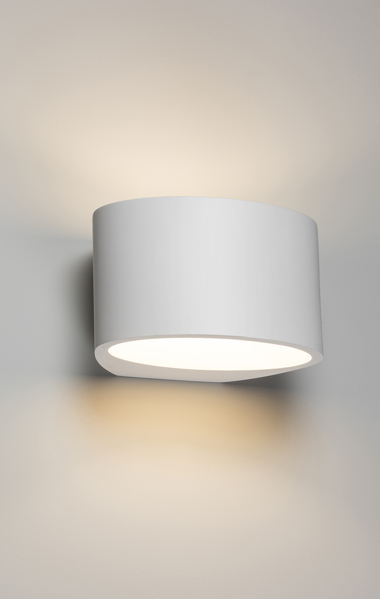 Knightsbridge PWL3  120mm G9 Up / Down Curved Wall Light White Plaster