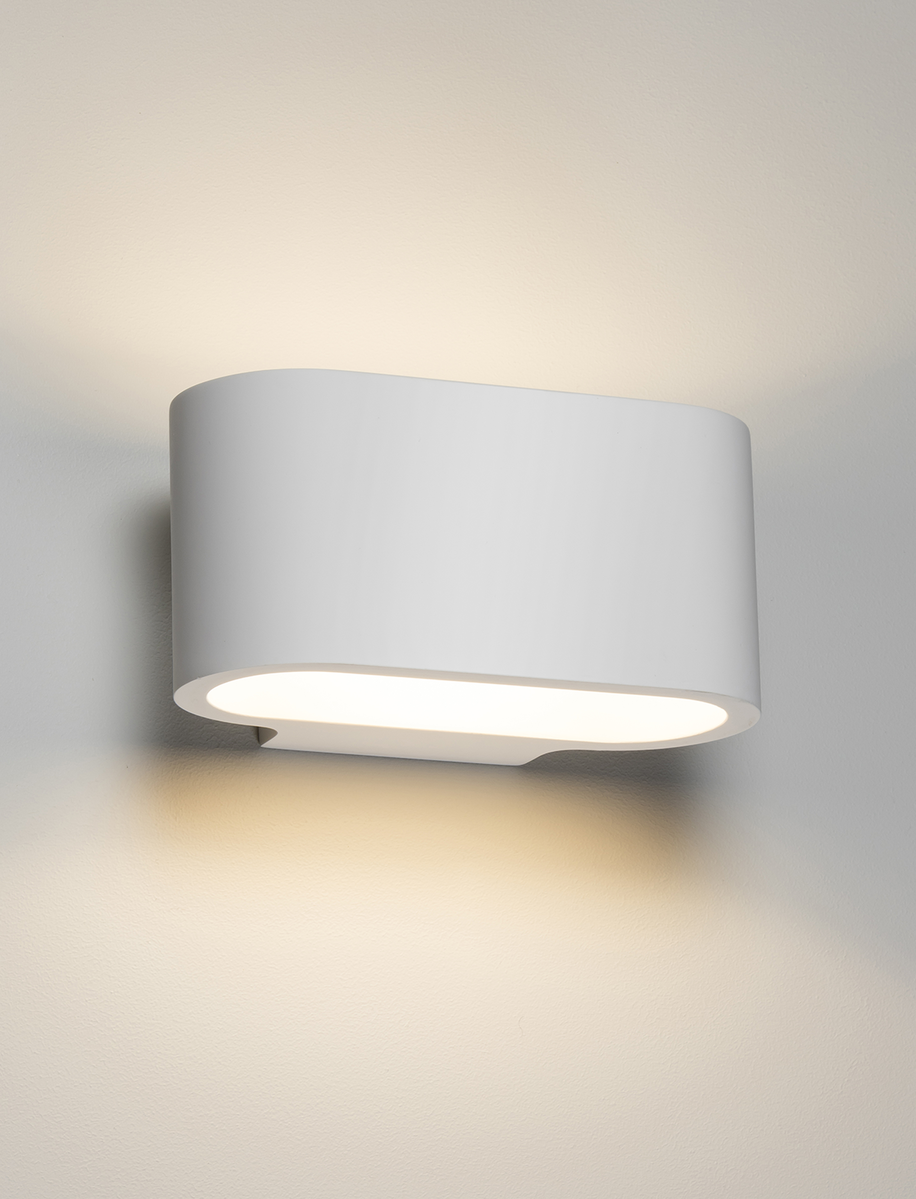 Knightsbridge PWL4  90mm G9 Up / Down Curved Wall Light White Plaster