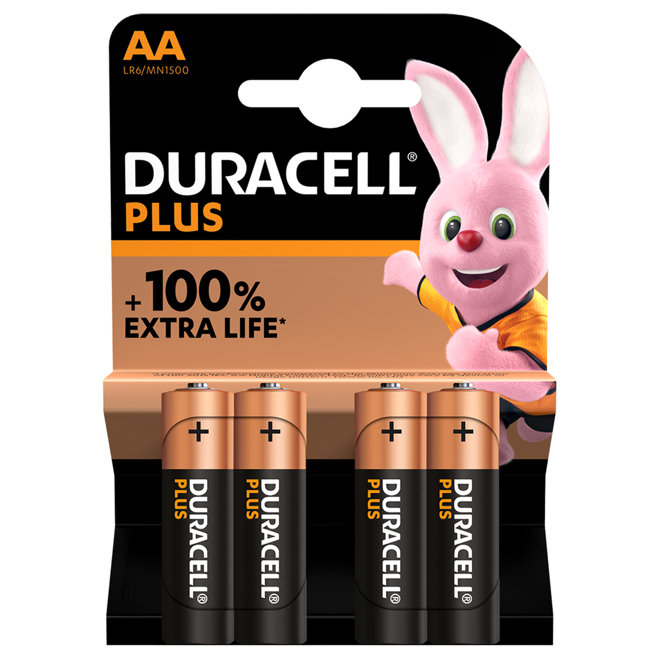 Duracell Plus MN1500B4 AA Battery 4 Pack